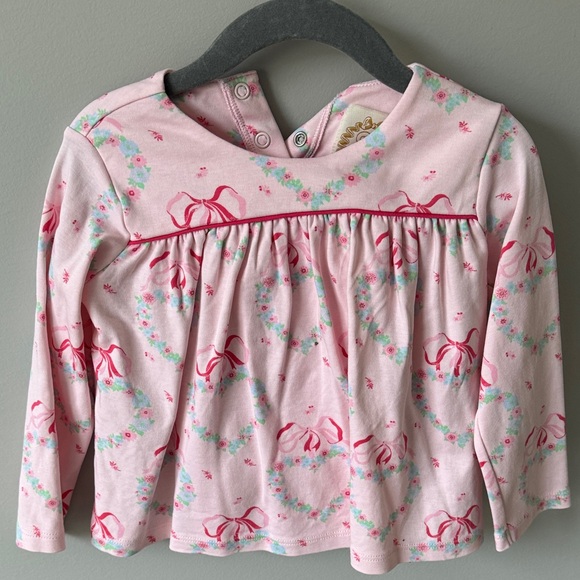 TBBC 2T Pink Long Sleeve Baby Top with Bow & Wreath Print - Picture 3 of 5